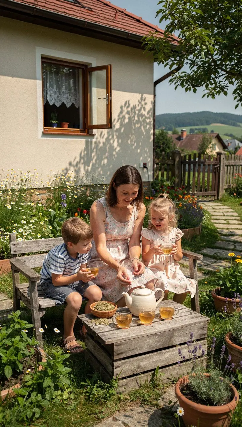 Detská ruka s čajovou šálkou na slnečnom okne